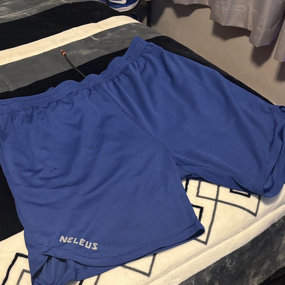 Neleus Men's Vibrant Blue Athletic Shorts